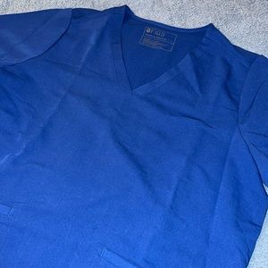 Royal blue figs scrub top